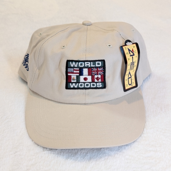 Vintage Other - VTG Beige Strapback World Woods Golf Club Hat NWT